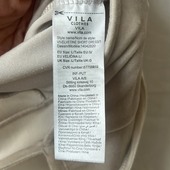 Vila Wrap Dress Long Sleeves Knee Length Velveteen Soft Size L Champagne colour - Picture 9 of 14